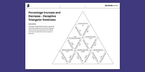 Increasing and Decreasing a Quantity by a Given Percentage Worksheets