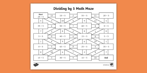 Dividing by 10 Math Maze Worksheet for 3rd-5th Grade