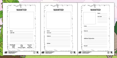 Wanted Friend Poster Worksheet