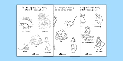 Beatrix Potter - The Tale of Benjamin Bunny Colouring Sheets