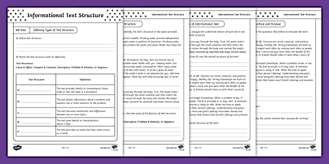 Sixth Grade Identifying Text Structure Worksheet