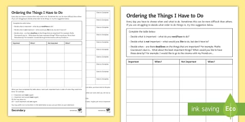 Ordering Requring Daily Routine Morning Routine Timeline Worksheet