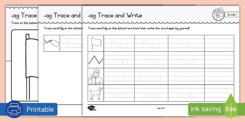 Grade 1 Trace and Write -at pg 2