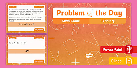 Sixth Grade Math Problem of the Day April PowerPoint & Google Slides