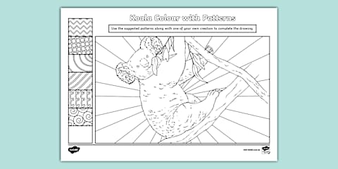 Kangaroo Colour with Patterns Activity