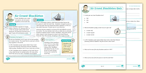 Ernest Shackleton Fact File Template