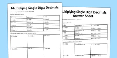 Problem Solving Involving Multiplication By Decimals Worksheets