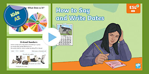 ESL How to Say and Write Dates Activity Sheet [Kids, A2]
