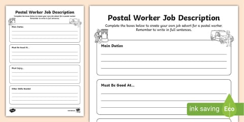 Describe the Postal Worker Worksheet