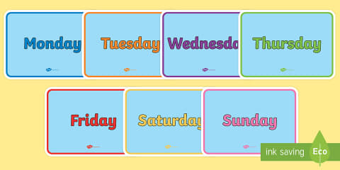 Days of the Week Rainbow Display Poster