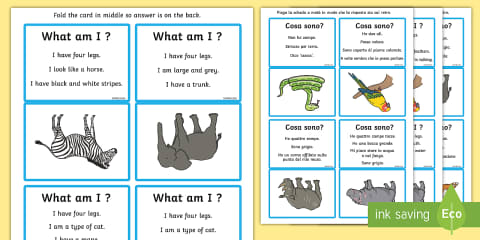 Wild Animals: Who Questions Matching Game for 1st-2nd Grade