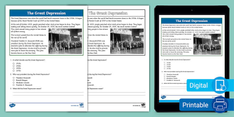 Fourth Grade The Great Depression PowerPoint & Google Slides