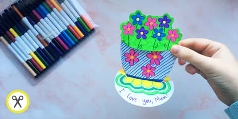 Flowers and Heart Folding Art Template