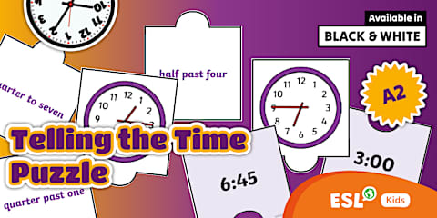 ESL Telling the Time Craft [Kids, A1-A2]