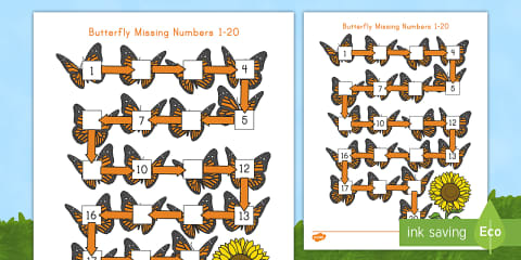 Kindergarten Butterfly Fingerprint Counting Worksheet