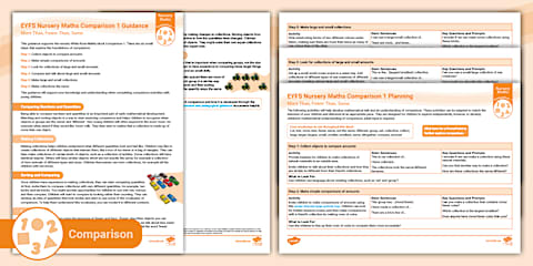 EYFS Nursery Maths Comparison Guidance and Planning: Match, Sort ...