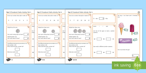 Procedural Year 2 Mat 3 Maths Activity Mats