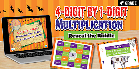 Fourth Grade 4-Digit by 1-Digit Multiplication Reveal the Halloween ...