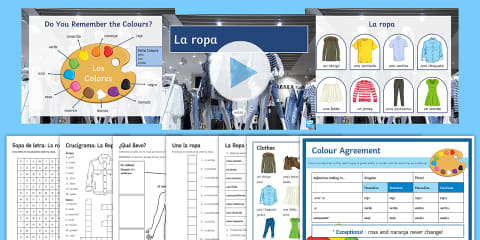 Spanish: Clothes and Colours Bingo Spinner Board Game