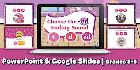 Words Ending in -Ed Pronunciation Sorting Cards for ELL