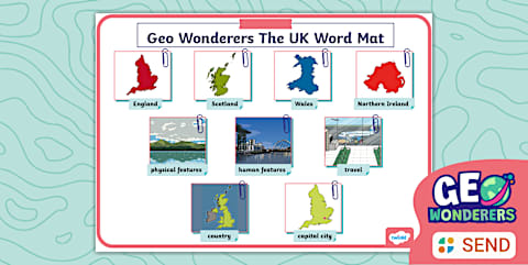Geo Wonderers KS1 The UK Pictorial Word Mat Lesson Four