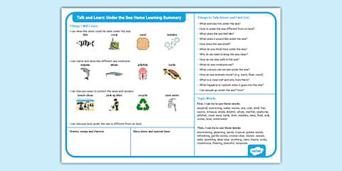 Under the Sea Home Learning Challenges Reception FS2