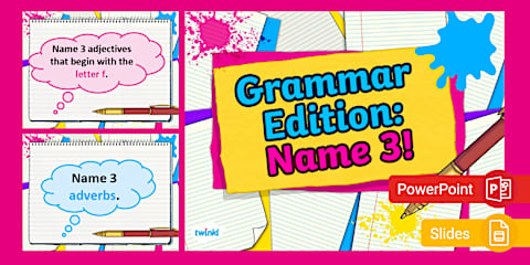 Grammar Edition: Name 3 Game for 3rd-5th Grade