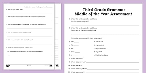 Third Grade End of the Year ELA Grammar Assessment