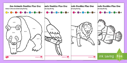 animal colournumber worksheets  eyfs primary resources