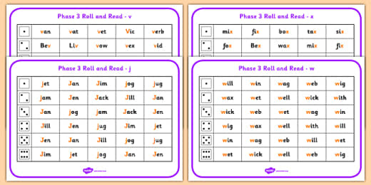 Phase 3 Letter Progression Set 7 Y Z Zz Qu Phoneme Roll Read Mat