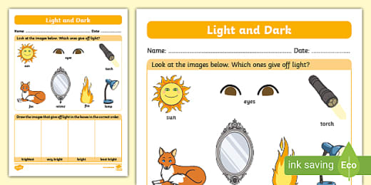 Natural And Man Made Light Source Sorting Activity