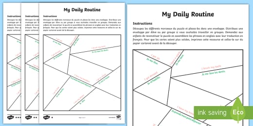 My Daily Routine Fortune Teller Template French