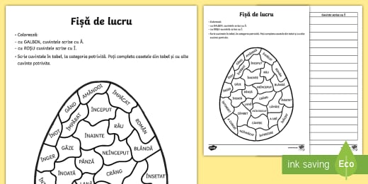 ColoreazÄƒ Oul De PaÈ™te Una Sau Mai Multe Teacher Made