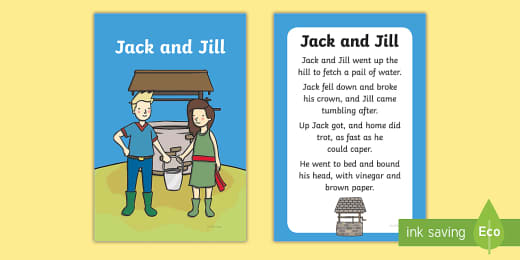 Jack And Jill Nursery Rhyme Lyrics Poster Teacher Made