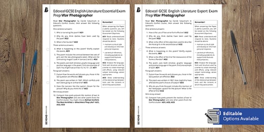 Gcse Notes For Study To Support Teaching On War Photographer By Carole