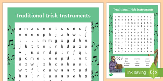 Traditional Irish Musical Instruments Display Banner