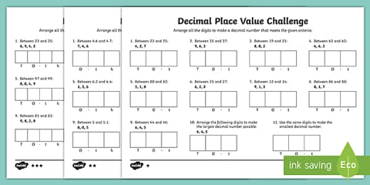 19+ Decimal Point Values Chart Background