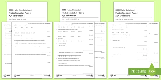 Aqa Specification Maths Papers 1 2 3 Gcse Foundation