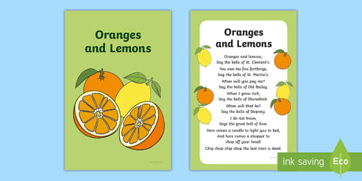 Oranges And Lemons Nursery Rhyme Poster Teacher Made