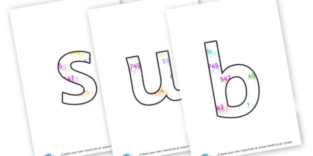 Subtraction lettering - display lettering (teacher made)