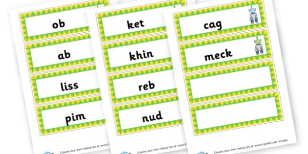 Phase 2 Nonsense Word Cards - DFE Letters and Sounds Phonics Screening ...