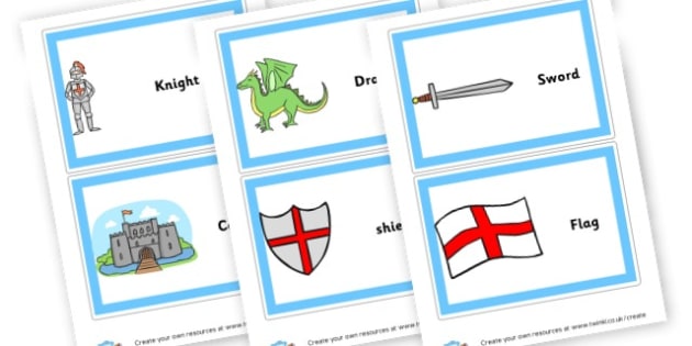 Knights and Castles Word Cards