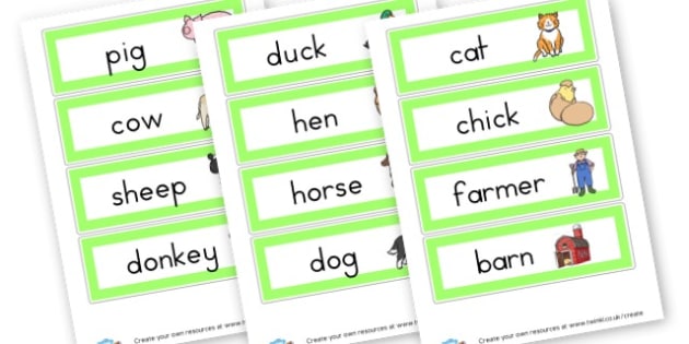 Farm Vocabulary (teacher made)