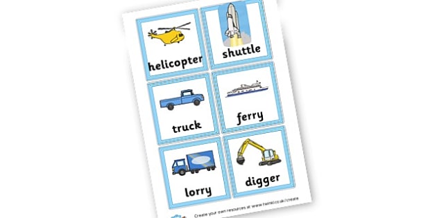 Vehicles Word Cards (teacher Made)