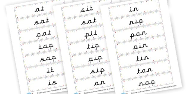 Phase 2 words large print (teacher made)