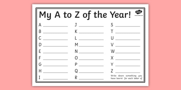 A Z Of The School Year Writing Frame Teacher Made