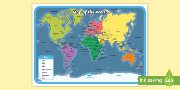 * NEW * Printable A4 Map of the World - Map Display