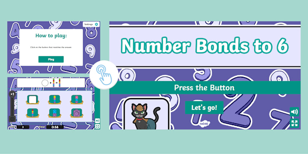 Number Bonds to 6 EYFS Press the Button Maths Game - Twinkl