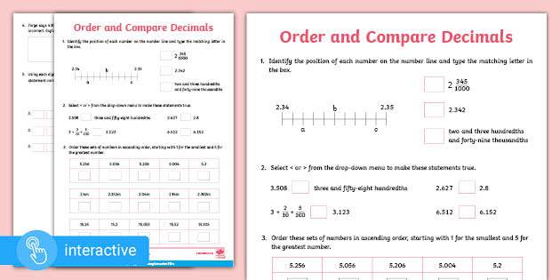 interactive pdf y5 white rose order and compare decimals