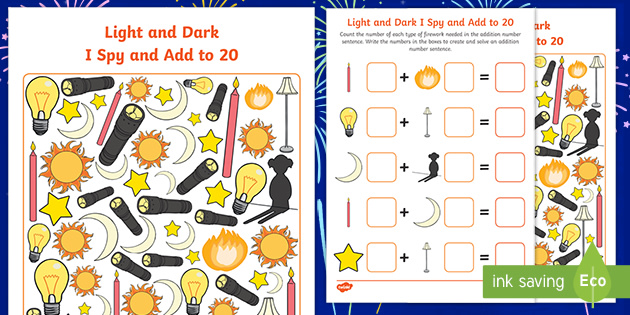 👉 Light and Dark I Spy and Add to 20 (teacher made)